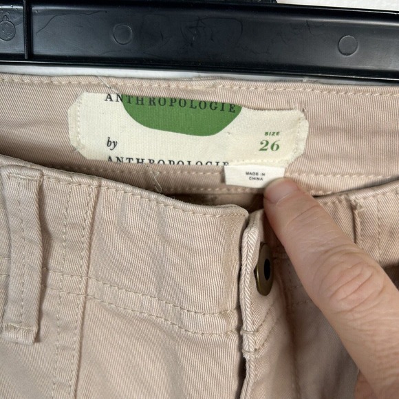 Anthropologie Womens Chino Pants Beige Size 26 Relaxed Cotton Blend Stretch - Picture 3 of 6
